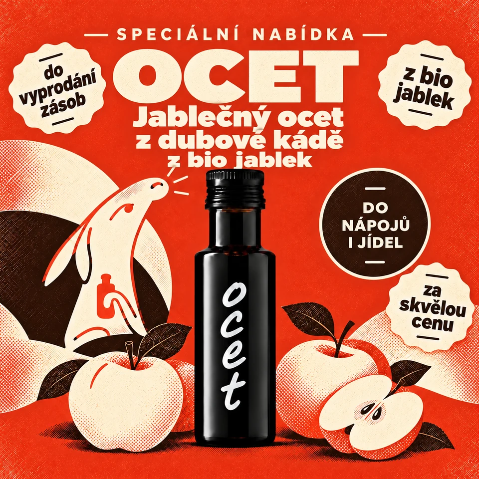 Jablečný ocet z dubové kádě z bio jablek – do nápojů i jídel